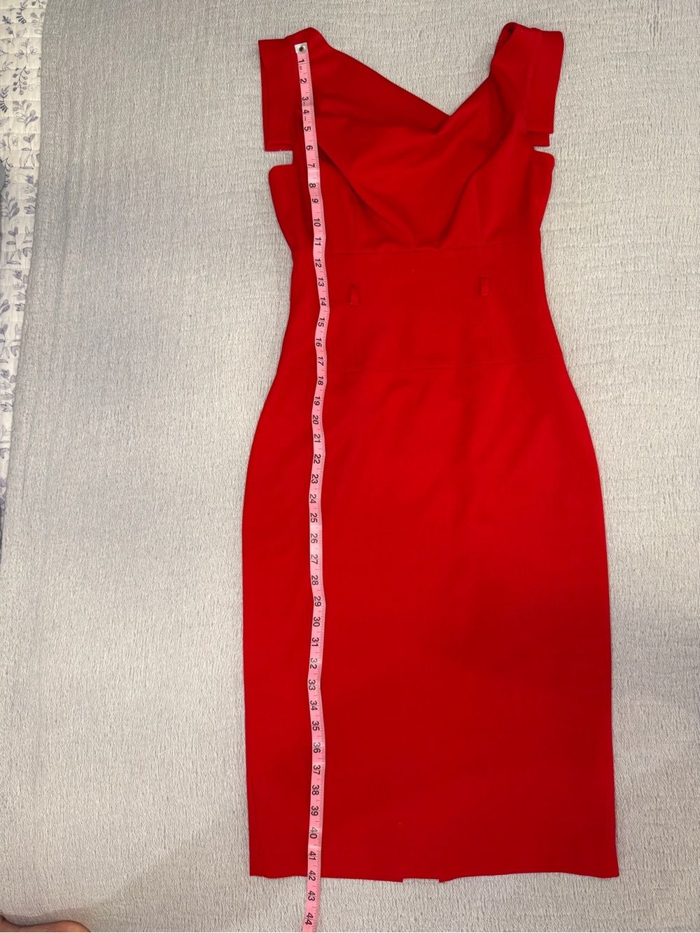 Black Halo Red Midi Sheath Dress with Slim Black Belt Size 2 - Picture 13 of 16